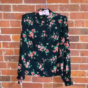 Marks and Spencer Limited Edition Black Button Up Floral Blouse UK 6/EU 34